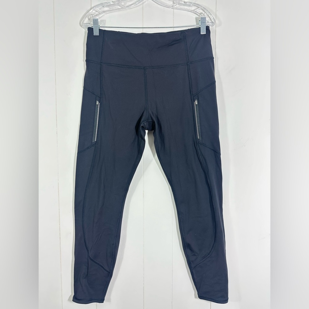 Athleta Leggings Sz L Women’s Black Rainier Tight Pockets Running Fleece - Picture 2 of 12